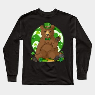 Grizzly Bear St Patricks Day Leprechaun Long Sleeve T-Shirt